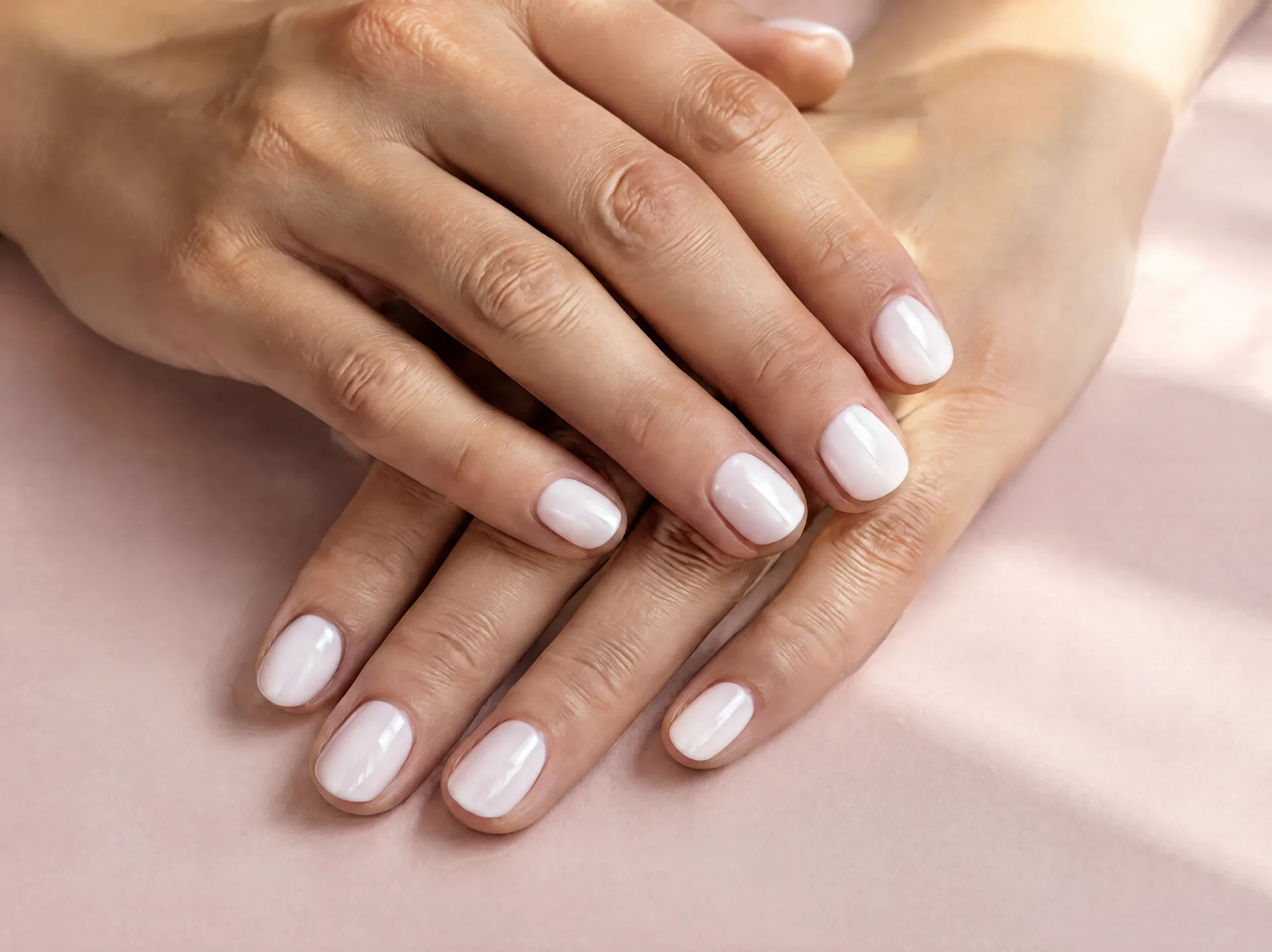 Ongles courts laiteux et brillants
